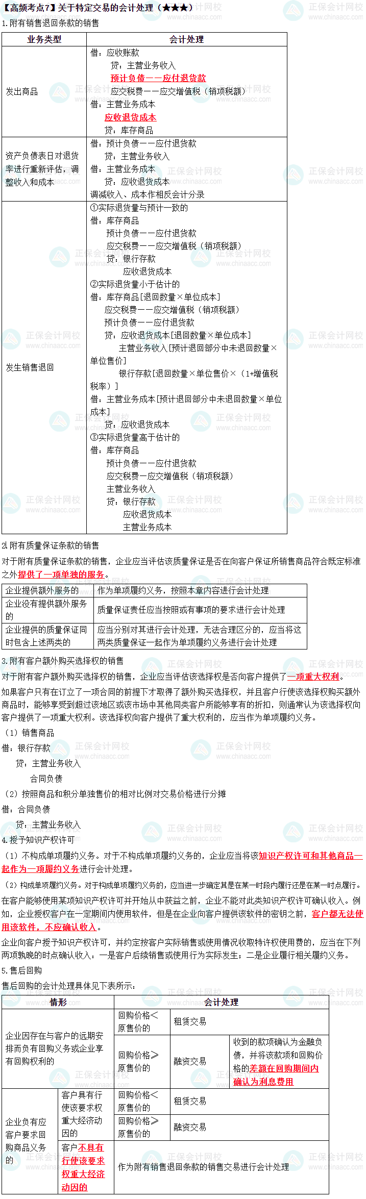 2023中级《中级会计实务》高频考点：关于特定交易的会计处理