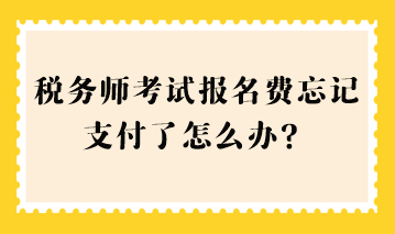 税务师考试报名费忘记支付了怎么办？