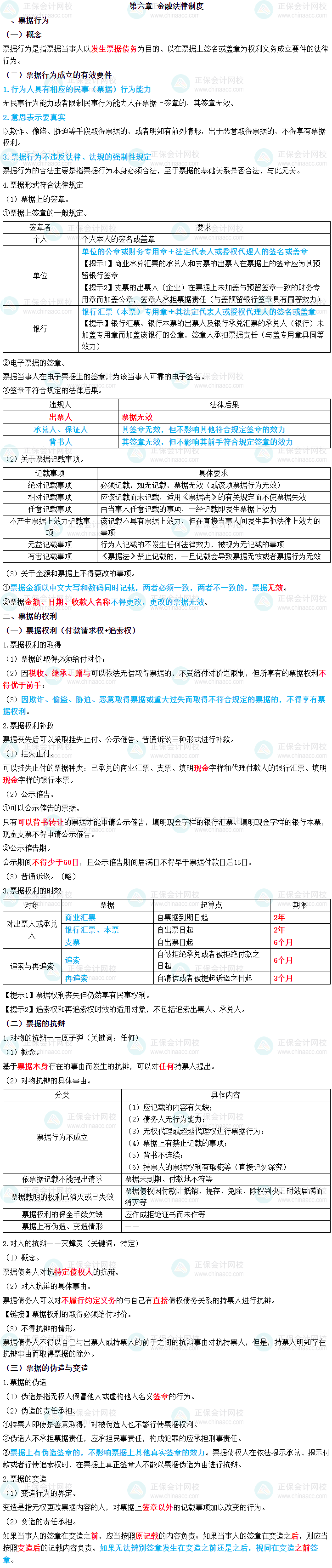 2023年中级会计职称《经济法》三色笔记第六章：金融法律制度