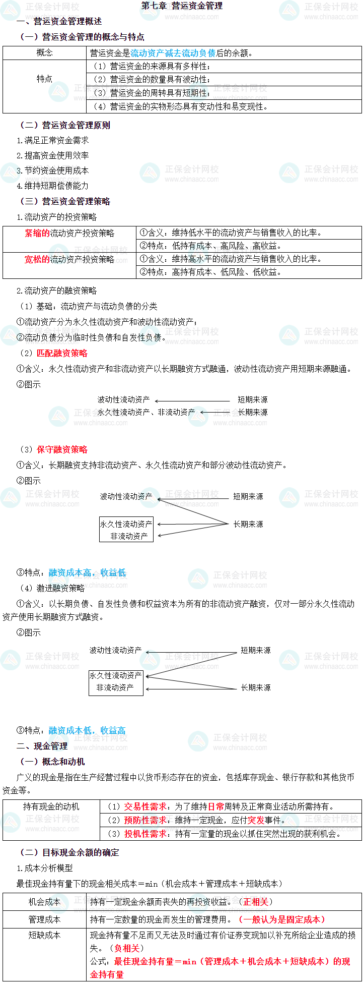 2023年中级会计职称《财务管理》三色笔记第七章：营运资金管理