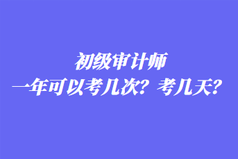 初级审计师一年可以考几次？考几天？