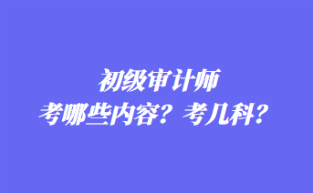 初级审计师考哪些内容？考几科？