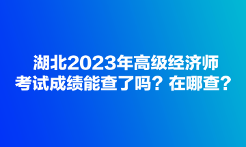 湖北2023年高级经济师考试成绩能查了吗？在哪查？