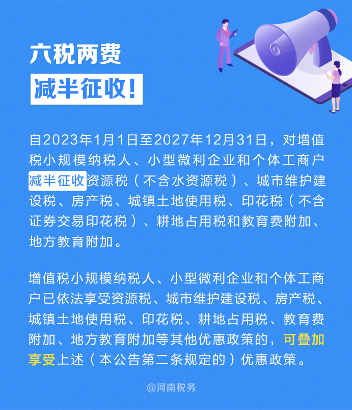 六税两费减半征收