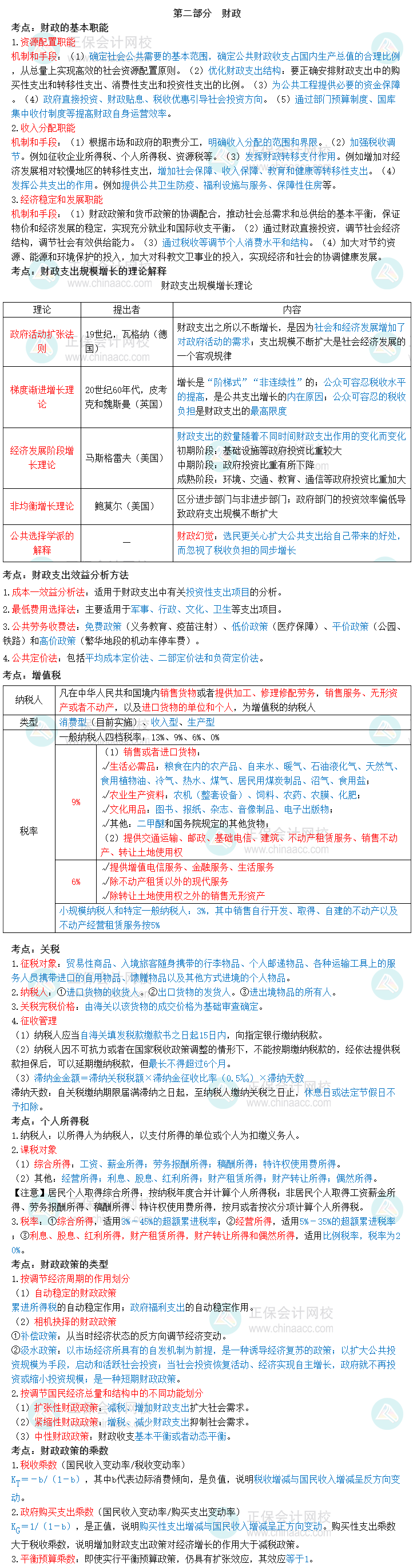 中级经济师《经济基础知识》三色笔记第二部分