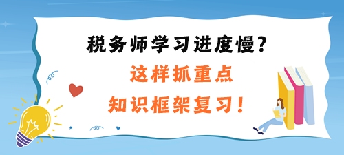 税务师学习进度慢、不到感觉？这样抓重点、知识框架复习！