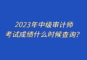 2023年中级审计师考试成绩什么时候查询？