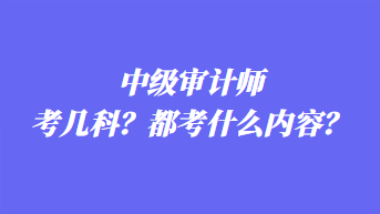 中级审计师考几科？都考什么内容？