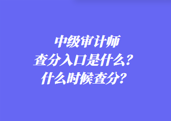 中级审计师查分入口是什么？什么时候查分？