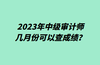 2023年中级审计师几月份可以查成绩？