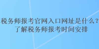 税务师报考官网入口网址是什么？了解税务师报考时间安排