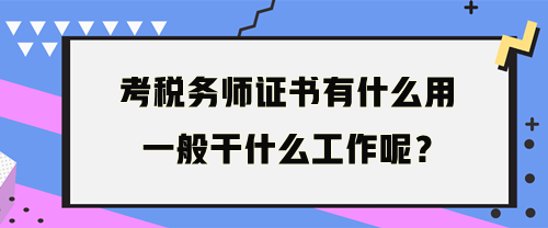 税务师一般干什么工作呢？