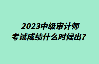 2023中级审计师考试成绩什么时候出？