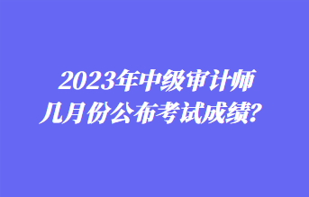 2023年中级审计师几月份公布考试成绩？