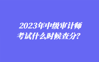 2023年中级审计师考试什么时候查分？