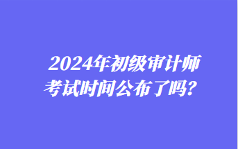 2024年初级审计师考试时间公布了吗？