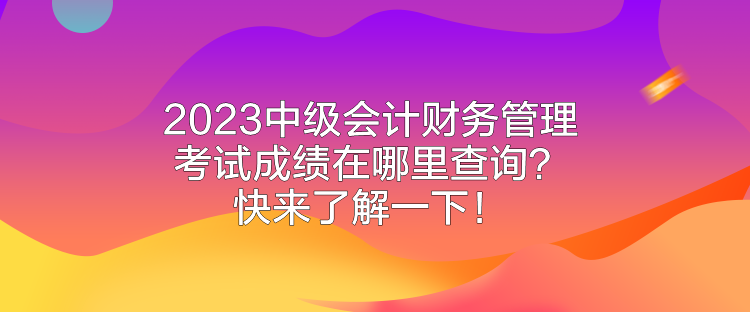 2023中级会计财务管理考试成绩在哪里查询？快来了解一下！