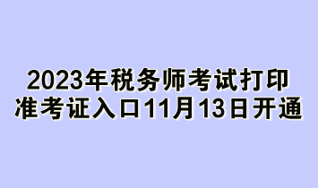 2023年税务师考试打印准考证入口11月13日开通