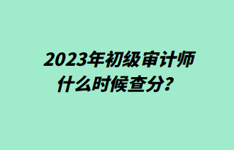 2023年初级审计师什么时候查分？