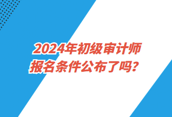 2024年初级审计师报名条件公布了吗？