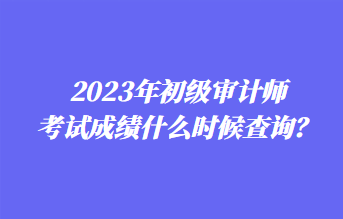 2023年初级审计师考试成绩什么时候查询？1