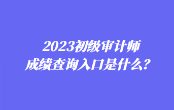 2023初级审计师成绩查询入口是什么？