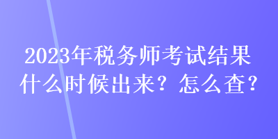 2023年税务师考试结果什么时候出来？怎么查？