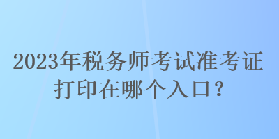 2023年税务师考试准考证打印在哪个入口？