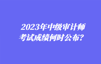 2023年中级审计师考试成绩何时公布？