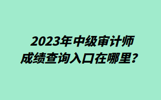 2023年中级审计师成绩查询入口在哪里？