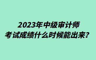 2023年中级审计师考试成绩什么时候能出来？