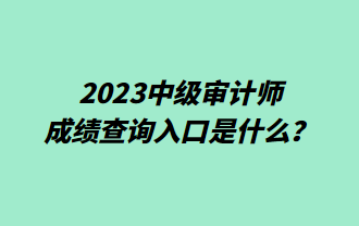 2023中级审计师成绩查询入口是什么？