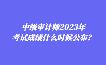 中级审计师2023年考试成绩什么时候公布？