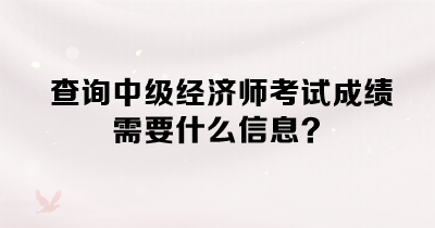 查询中级经济师考试成绩需要什么信息？