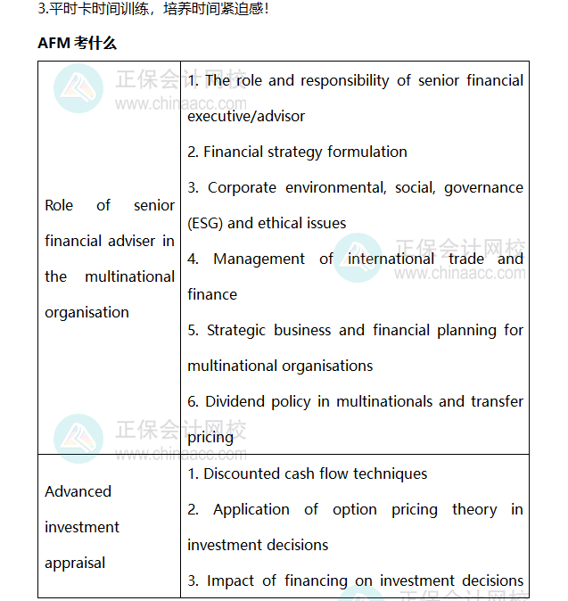 AFM考点分析2