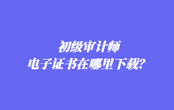 初级审计师电子证书在哪里下载？