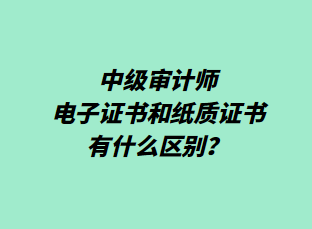 中级审计师电子证书和纸质证书有什么区别？