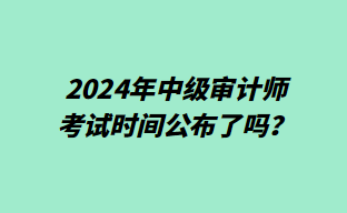 2024年中级审计师考试时间公布了吗？