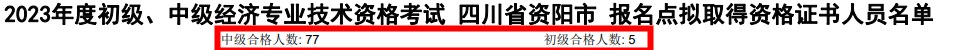 四川资阳2023年初中级经济师考试通过率