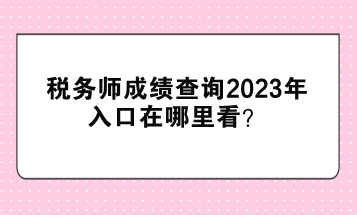 税务师成绩查询2023年入口在哪里看？