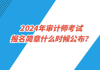 2024年审计师考试报名简章什么时候公布？