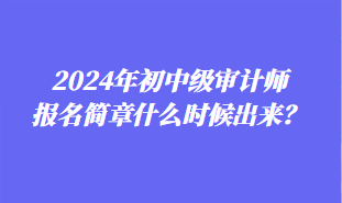 2024年初中级审计师报名简章什么时候出来？