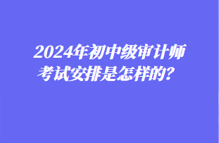 2024年初中级审计师考试安排是怎样的？