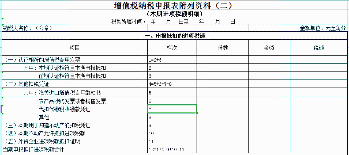 增值税纳税申报表附列资料