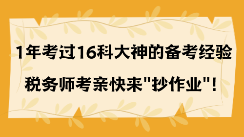 1年考过16科大神的备考经验 税务师考亲快来抄作业！