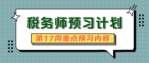 2024税务师预习计划第17周