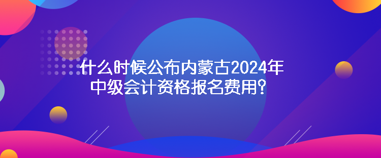 什么时候公布内蒙古2024年中级会计资格报名费用？