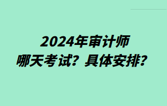 2024年审计师哪天考试？具体安排？