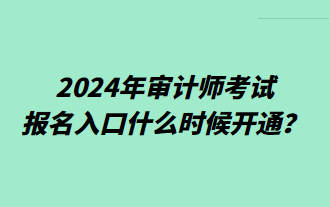 2024年审计师考试报名入口什么时候开通？