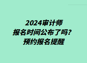 2024审计师报名时间公布了吗？预约报名提醒>